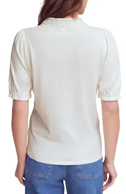 Boden Boden Nessa Broderie Top in Ivory — Women Spring yellow Tops