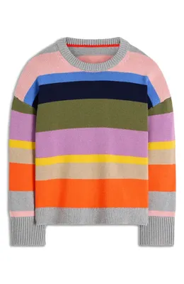 Boden Boden Lucy Relaxed Stripe Cotton Sweater in Green Multi — Women Spring coral Sweaters & Knits