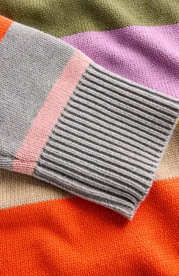 Boden Boden Lucy Relaxed Stripe Cotton Sweater in Green Multi — Women Spring coral Sweaters & Knits