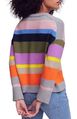 Boden Boden Lucy Relaxed Stripe Cotton Sweater in Green Multi — Women Spring coral Sweaters & Knits