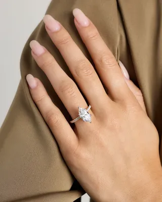 Quince Quince | Women's Lab Grown Diamond Marquise Petite Pave Engagement Ring 3ct in Yellow Gold — Women Spring gold Accessories