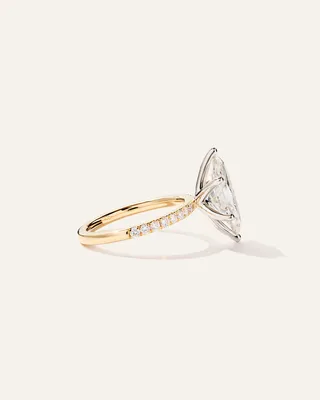 Quince Quince | Women's Lab Grown Diamond Marquise Petite Pave Engagement Ring 3ct in Yellow Gold — Women Spring gold Accessories