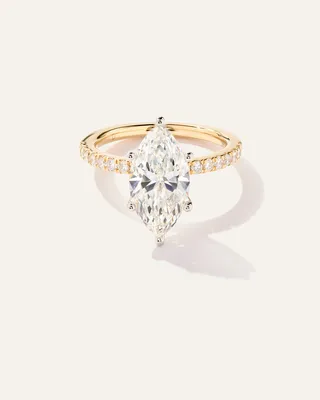 Quince Quince | Women's Lab Grown Diamond Marquise Petite Pave Engagement Ring 3ct in Yellow Gold — Women Spring gold Accessories