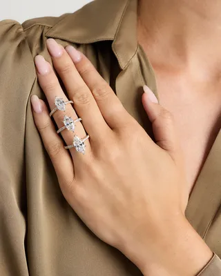 Quince Quince | Women's Lab Grown Diamond Marquise Petite Pave Engagement Ring 3ct in Yellow Gold — Women Spring gold Accessories