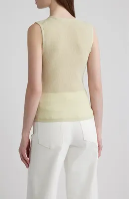 FRAME FRAME The Dimensional Mesh Tank in Soft Lime — Women Spring khaki Tops
