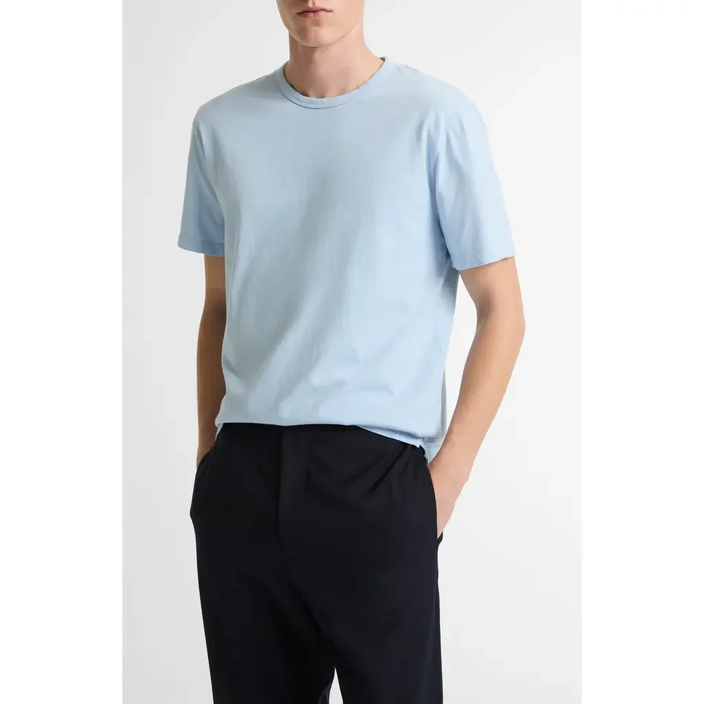 Vince Vince Solid T-Shirt in Washed Rainwater — Men Summer silver Tops