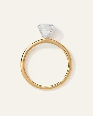 Quince Quince Women's Lab Grown Diamond Round Petite Classic Engagement Ring 1.50ct in Yellow Gold — Women Spring camel Accessories