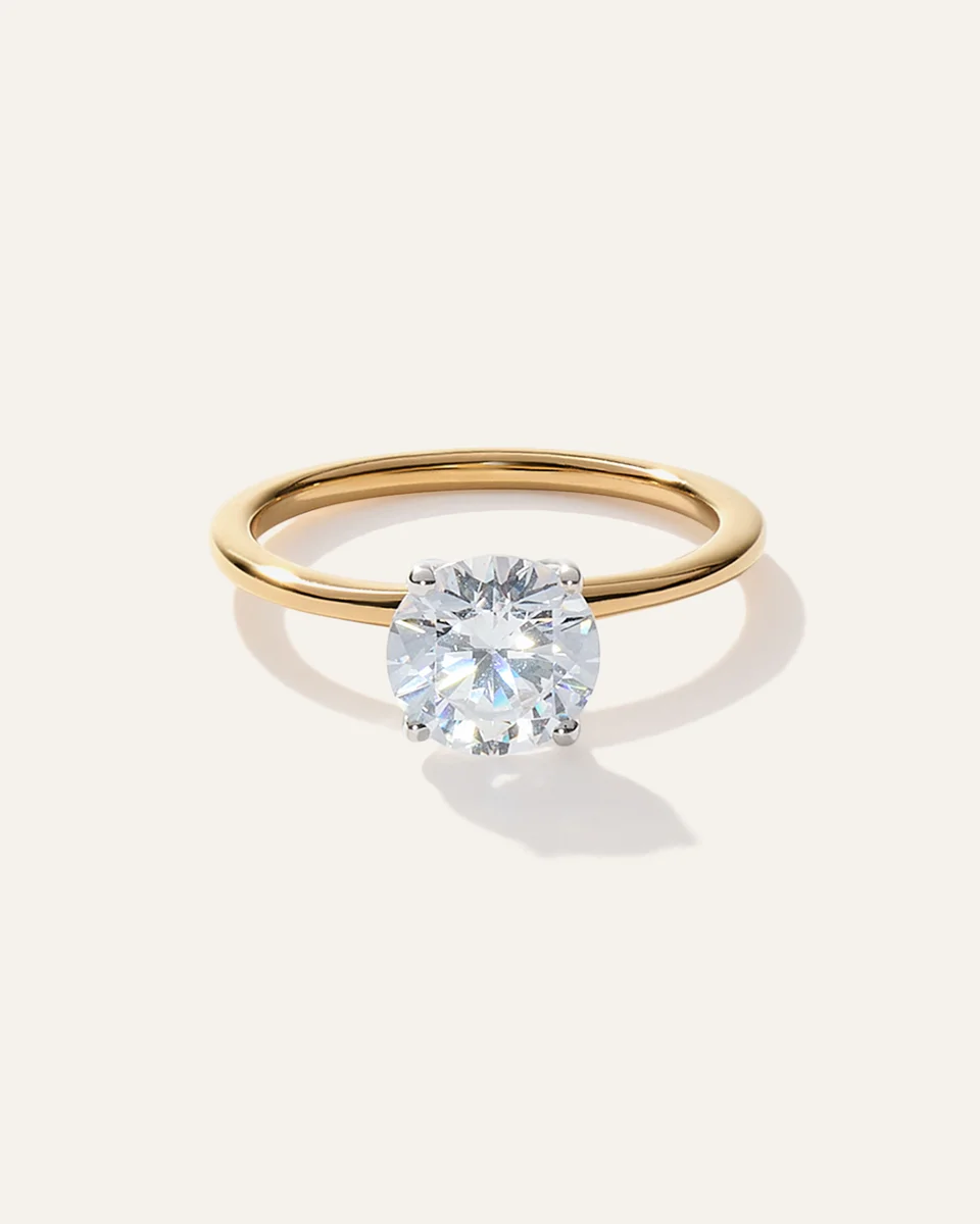 Quince Quince Women's Lab Grown Diamond Round Petite Classic Engagement Ring 1.50ct in Yellow Gold — Women Spring camel Accessories