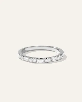 Quince Quince | Women's 14K Gold Lab Grown Diamond Alternating Baguette & Round Band Rings in White Gold — Women Summer white Jewelry