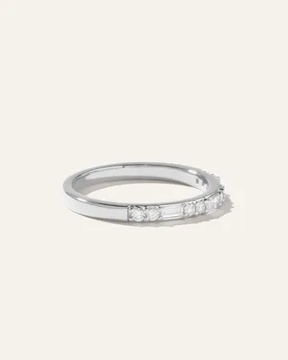 Quince Quince | Women's 14K Gold Lab Grown Diamond Alternating Baguette & Round Band Rings in White Gold — Women Summer white Jewelry