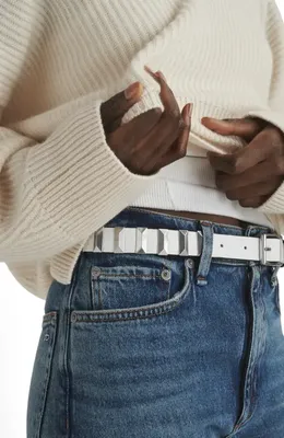 rag & bone rag & bone Baby Boyfriend Stud Leather Belt in Black — Women Winter black Accessories