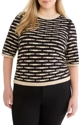 NIC+ZOE NIC+ZOE Atelier Short Sleeve Sweater in Black Multi — Women Winter black Tops