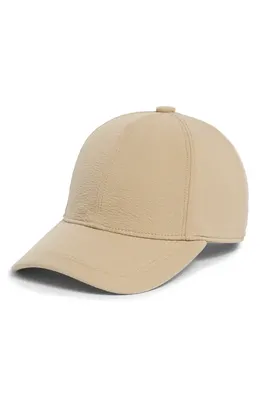 Vince Vince Seersucker Baseball Cap in Pecan — Men Autumn beige Accessories