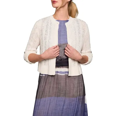 NIC+ZOE NIC+ZOE Pointelle Stitch Cardigan in Coconut — Women Spring ivory Tops