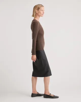 Quince Quince | Women's Featherweight Cashmere Ribbed Crewneck Sweater in Brown — Women Autumn brown Sweaters & Knits