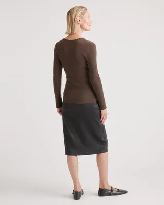 Quince Quince | Women's Featherweight Cashmere Ribbed Crewneck Sweater in Brown — Women Autumn brown Sweaters & Knits