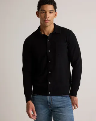 Quince Quince | Men's Mongolian Cashmere Button Down Sweater in Black — Men Winter black Sweaters & Knits