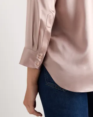 Quince Quince | Women's Three-Quarter Sleeve Shirt in Vintage Pink — Women Spring pink Button-Down Shirts