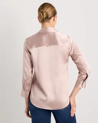 Quince Quince | Women's Three-Quarter Sleeve Shirt in Vintage Pink — Women Spring pink Button-Down Shirts