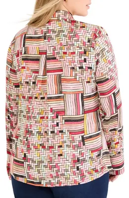 NIC+ZOE NIC+ZOE Colorweave Button-Up Top in Pink Multi — Women Autumn red Tops