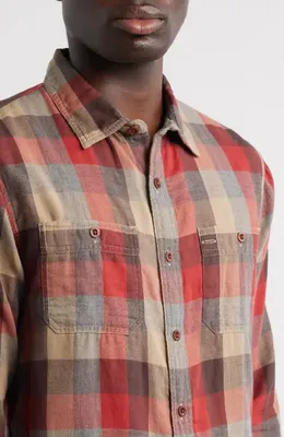 AG AG Mason Plaid Button-Up Work Shirt in Clay Multi — Men Autumn red Tops