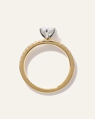 Quince Quince | Women's Lab Grown Diamond Pear Petite Pave Engagement Ring 1ct in Yellow Gold — Women Spring yellow Accessories