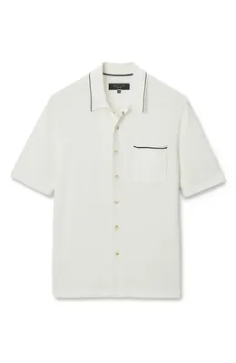 rag & bone rag & bone Conrad Silk & Cotton Dalton Knit Button-Up in Chalk — Men Winter white Tops