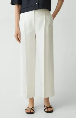 Theory Theory Pleated High Waist Wide Leg Pants in Ivory — Women Winter white Trousers & Chinos