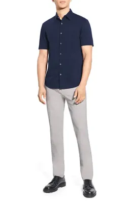 Theory Theory Irving Short Sleeve Button-Up Shirt in Eclipse — Men Winter navy Tops