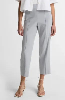 Vince Vince Grace Mid Rise Linen Blend Tapered Pull-On Pants in Bay Mist — Women Summer silver Pants