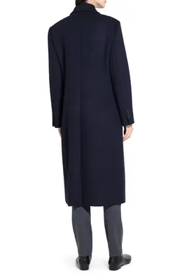 Theory Theory Peak Lapel Double Breasted Wool Blend Coat in Baltic — Women Winter navy Overcoats