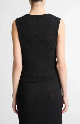 Vince Vince Shadow Grid Cowl Neck Sleeveless Top in Black — Women Winter black Tops