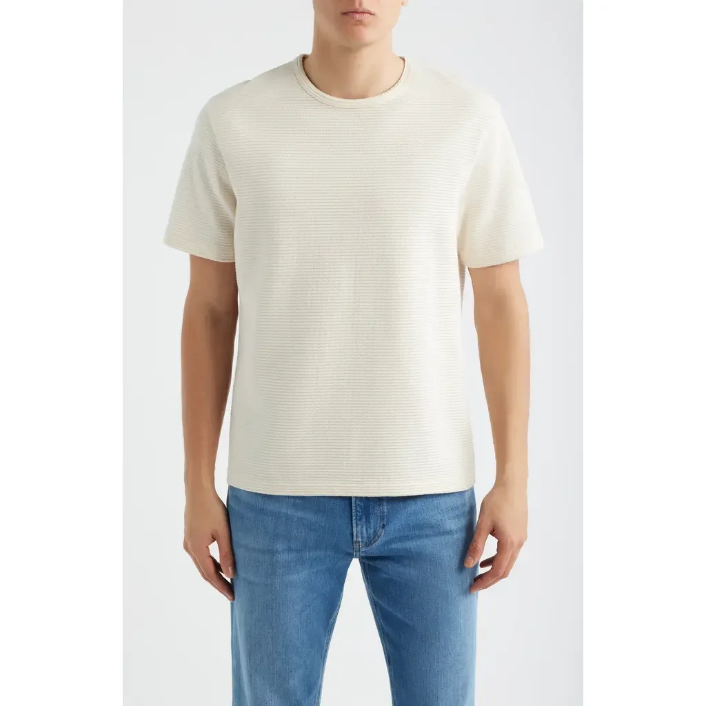 FRAME FRAME Jacquard Stripe T-Shirt in Cream — Men Spring ivory Tops