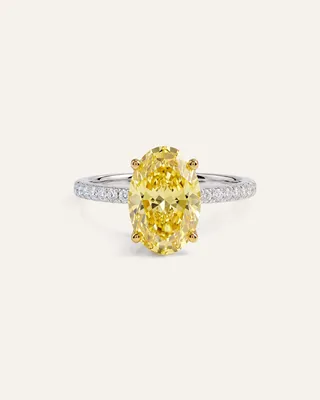 Quince Quince | Women's 14K Gold Yellow Lab Grown Diamond Oval Pave Engagement Ring 3ct in White Gold — Women Summer yellow Accessories