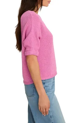 NIC+ZOE NIC+ZOE Crimpy Roll Sleeve Sweater in Crocus — Women Spring pink Tops