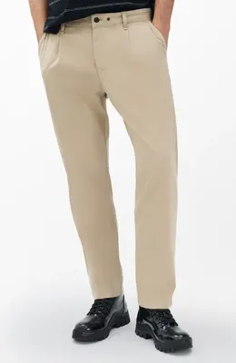 rag & bone rag & bone Evan Trim Fit Pleated Stretch Cotton Chinos in Light Khaki — Men Autumn beige Pants