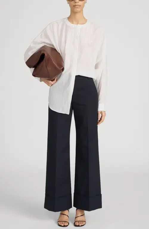 FRAME FRAME The Slim Fit Palazzo Pants in Navy — Women Winter navy Trousers & Chinos