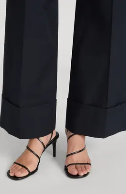FRAME FRAME The Slim Fit Palazzo Pants in Navy — Women Winter navy Trousers & Chinos