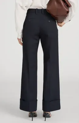 FRAME FRAME The Slim Fit Palazzo Pants in Navy — Women Winter navy Trousers & Chinos