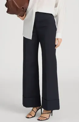FRAME FRAME The Slim Fit Palazzo Pants in Navy — Women Winter navy Trousers & Chinos