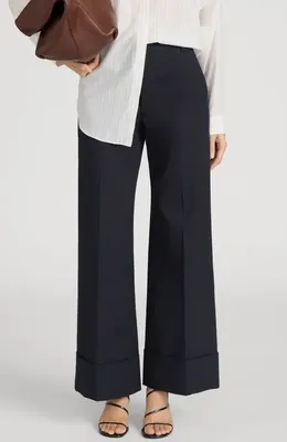 FRAME FRAME The Slim Fit Palazzo Pants in Navy — Women Winter navy Trousers & Chinos