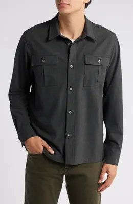 FRAME FRAME Classic Stretch Flannel Button-Up Shirt in Grey Melange — Men Summer grey Tops