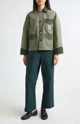 Bode Bode Waxed Cotton Craft Jacket in Light Green — Women Autumn green Outerwear