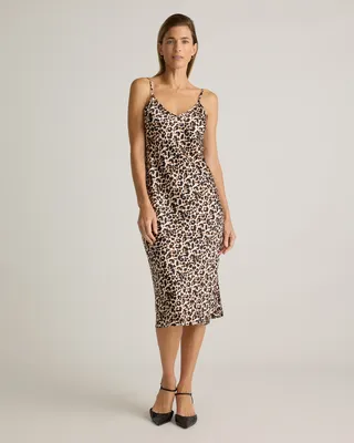Quince Quince | Women's Slip Dress in Leopard — Women Autumn brown Mini Dresses