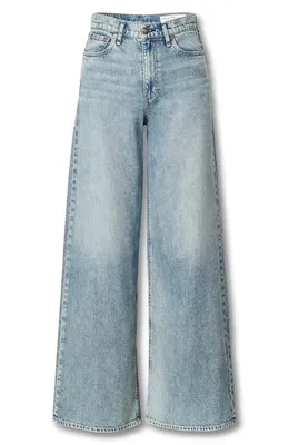 rag & bone rag & bone Featherweight Sofie High Waist Wide Leg Jeans in Theo — Women Summer grey Pants