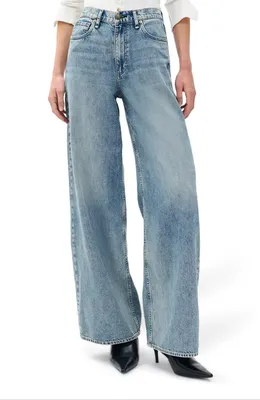 rag & bone rag & bone Featherweight Sofie High Waist Wide Leg Jeans in Theo — Women Summer grey Pants