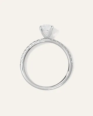 Quince Quince Women's Lab Grown Diamond Emerald Petite Pave Engagement Ring 1ct in White Gold — Women Summer white Accessories