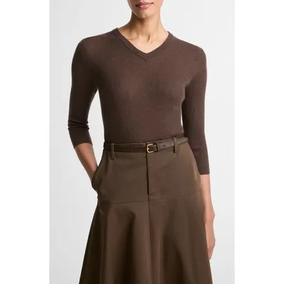 Vince Vince Cashmere & Silk Knit Sweater in Bark — Women Autumn brown Sweaters & Knits