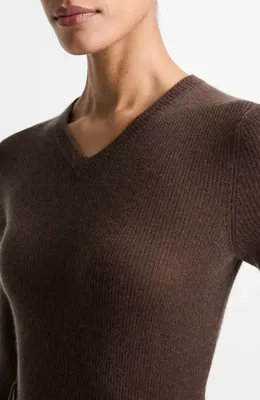 Vince Vince Cashmere & Silk Knit Sweater in Bark — Women Autumn brown Sweaters & Knits