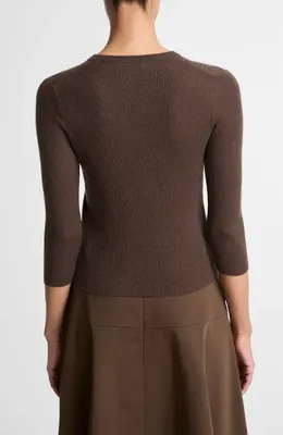 Vince Vince Cashmere & Silk Knit Sweater in Bark — Women Autumn brown Sweaters & Knits